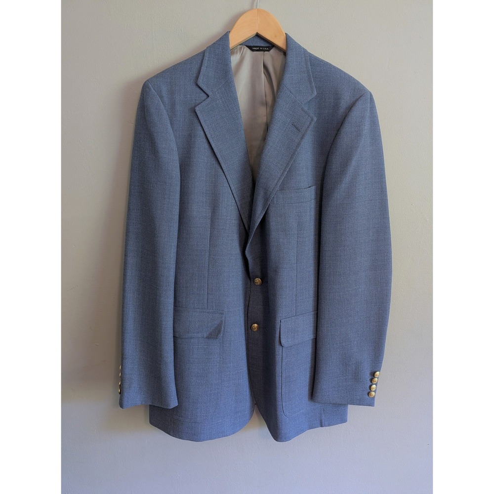 Vtg Chaps Ralph Lauren Blazer Mens Blue Gold Crest Button Union Sport Coat USA